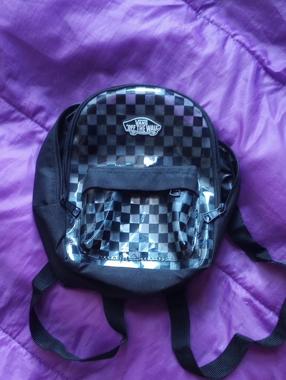 Vans Black Clear Checkered Mini Backpack
